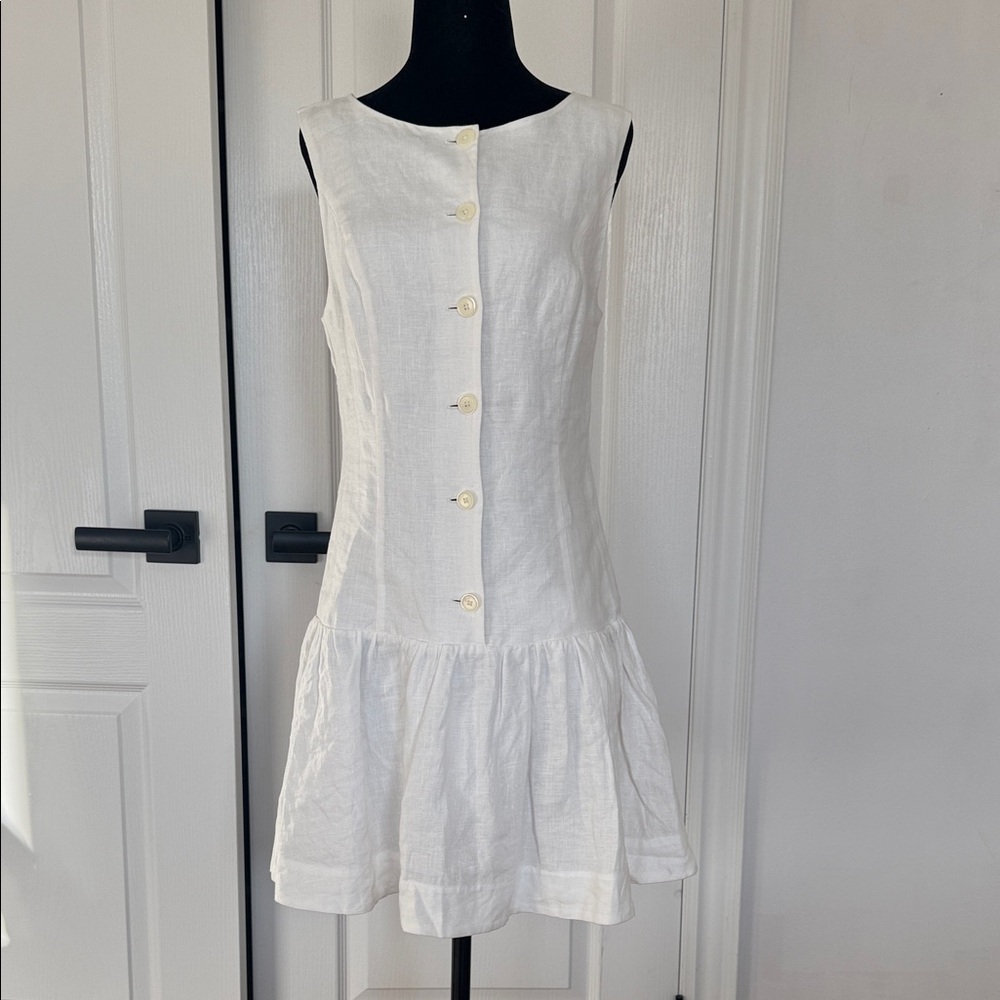 Wilfred White Sleeveless Mini Dress - Snapdragon linen dress